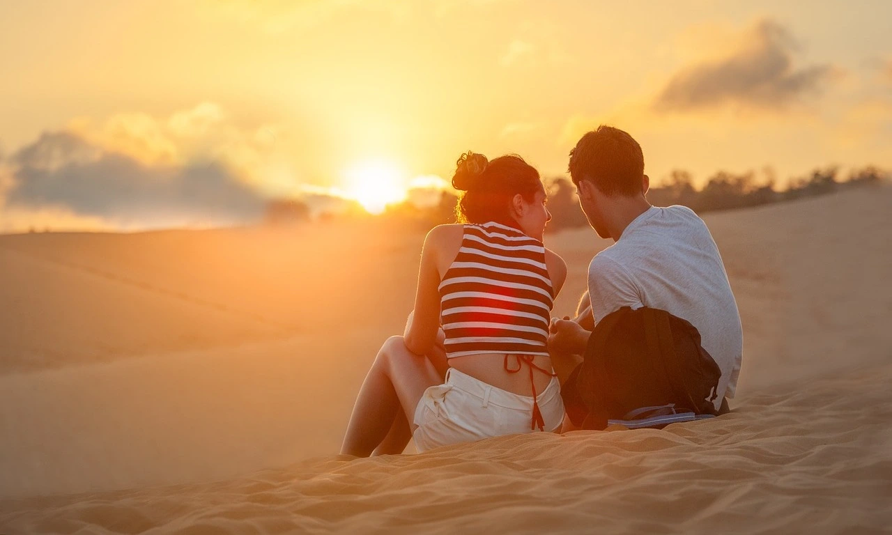 Romantic young couple on the beach